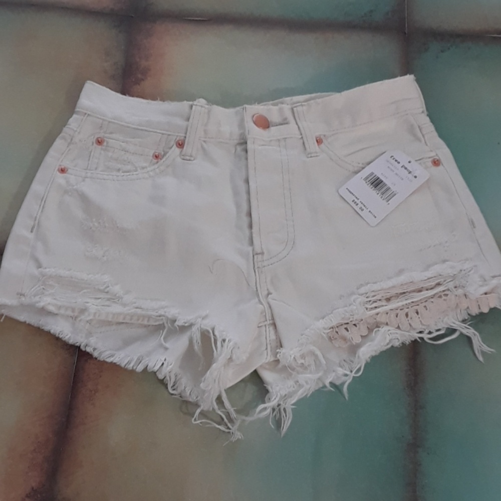 Free People Daisy Chain Lace Trim White shorts